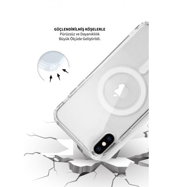 Iphone X/XS Magsafe Destekli Kablosuz Şarj Uyumlu Şeffaf Silikon Kılıf